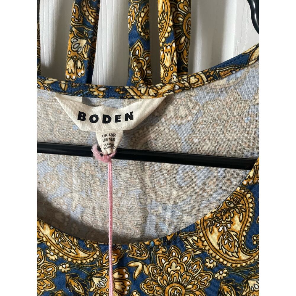 Boden Mustard and Navy Paisley Mini Dress - Picture 5 of 7